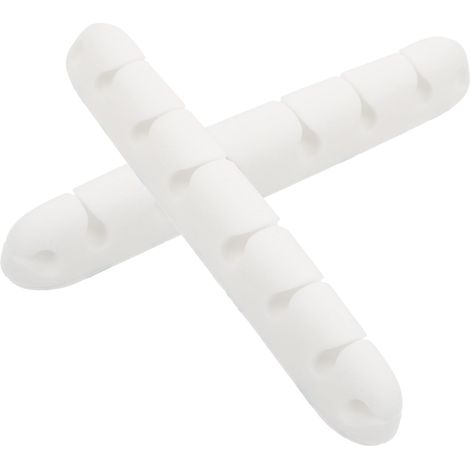 Organisateur de Câbles en Silicone Adhésif 2pcs Blanc 8 Fentes Clips de Rangement pour Câble Audio et Casque, Facile à Installer pour Bureau (1/5)