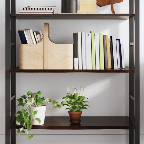Wandregal Dunkelbraun 100x50x2 cm Massivholz Eiche Behandelt (1/5)