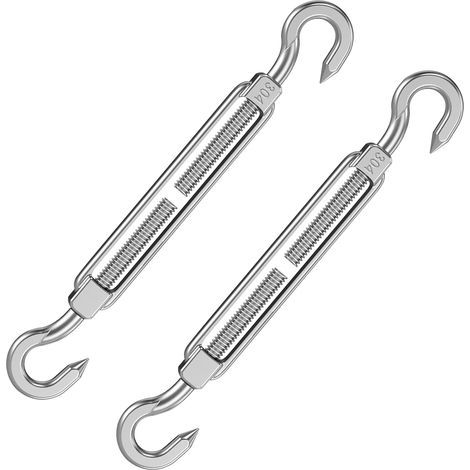 2 Pièces Tendeur Cable, M8 Tendeur Cable Inox 304 Tendeur Ridoir Réglables Heavy Duty Tendeurs pour Garden Wire Rope (1/5)