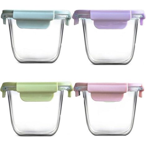 Glasbehälter Deckel luftdicht quadratisch Mealprep 28oz Pack of 4 (1/5)