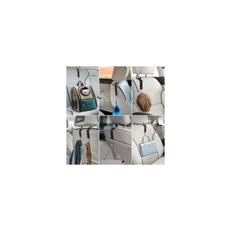 Juego de 2 ganchos para bolsos de coche: Gancho para reposacabezas de asiento de coche para bolsos y carteras, soporte de almacenamiento metálico ajustable oculto para bolsos y carteras - Crezuo (1/2)