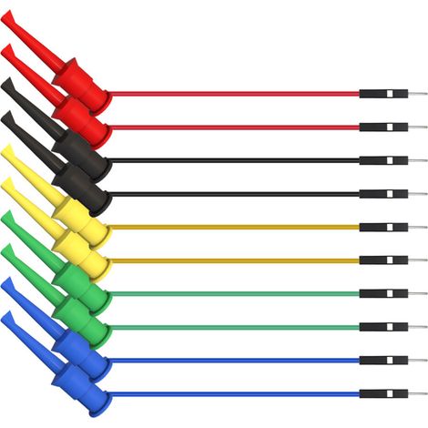 Fil de Test Crochet/Banane avec Embout Male Silicone Flexible 30cm (10 Pièces Multicolores)
