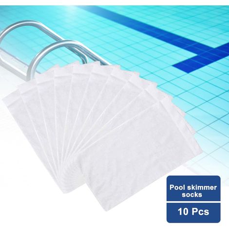 Filtre de Stockage pour Piscine avec Chaussette en Nylon, Panier à , 10Pièces Écumoire Blanc (1/5)