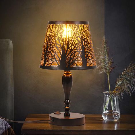 Lampe de table industrielle en métal, E27 lampe de bureau rustique avec abat-jour en forme de cage, Chevet de vintage Edison pour le salon, avec Interrupteur (No Bulb) (1/5)