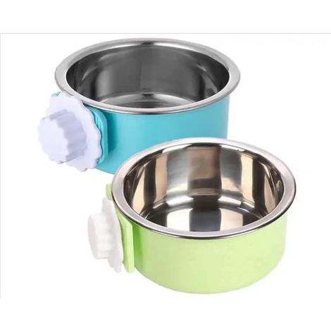 Bol Pour Animal - Bol En Acier Inoxydable Amovible - Fixation Murale Pour Cage - Pour Chien Chat Lapin Oiseaux - Lot De 2 (1/5)