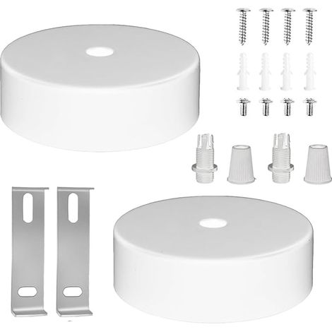 2 x Bases de lampes en aluminium blanc, Supports pour lampes de table et de base, plafond, design moderne et minimaliste, accessoire d'éclairage de plafond (1/5)