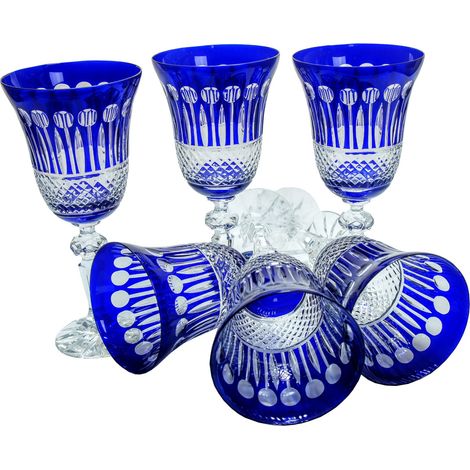 Copas de vino de cristal cobalto de 240 ml, estilo francés (1/4)