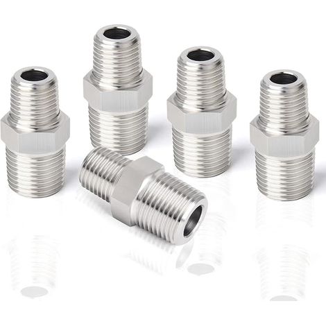1/2 "x 1/4" raccord de tuyau réducteur mâle, mamelon hexagonal en acier inoxydable 304 (1/5)