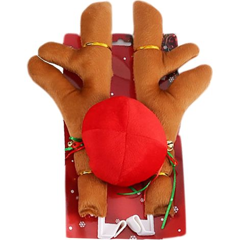 Kit décoration voiture Noël renne avec bois et nez rouge, grelots et rubans, accessoires festifs pour voiture, SUV, van et camion (1/5)