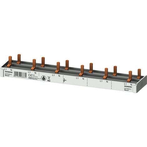 Siemens Peine de conexión tipo horquilla compacto, 10mm2 Conexión 1p/N 6x AFDD + 6x aparato compacto 1 TE, 5ST36760