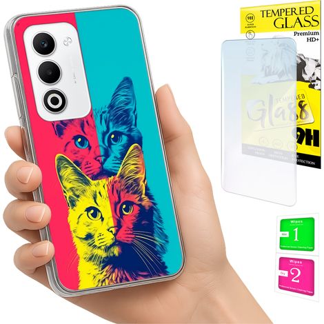 Funda para Oppo A5 5G con foto, cubierta trasera con gráficos de gatos + cristal 9H (1/5)