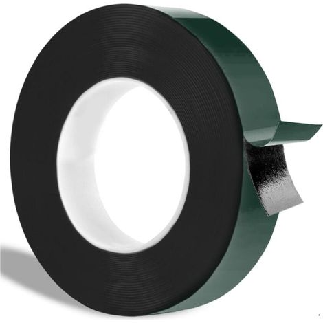 Ruban Adhésif Double Face Extra Fort Noir 25mmx10m Ruban de mousse pour montage durable fixation murale sans percer adapté à l'industrie automobile. Adhésif double face puissant extra fort (1/5)