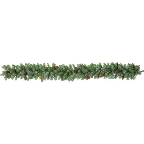 Guirlande de Noël artificielle 1,8 m verte 162 tiges 8 pommes de pin