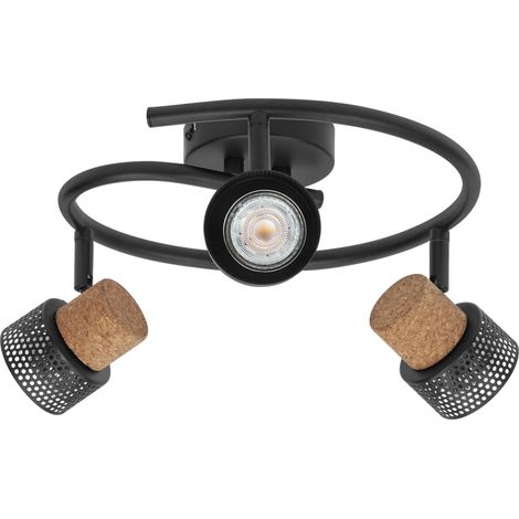 LEDVANCE DECOR SPOT CORK Spiral 3 x 3,4W, 690lm, noir, spot, têtes réglables, utilisation polyvalente, spot intérieur, LED remplaçables, dimmable, lumière chaude, GU10.