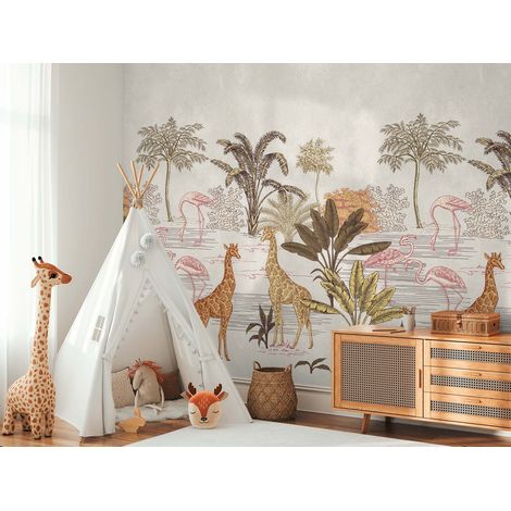 Papier peint intissé Jungle & Tropical Beige, Marron, Crème - 1,59 x 2,8 m (1/3)