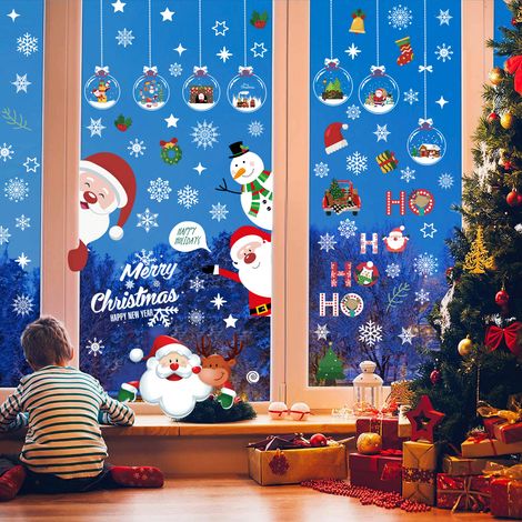 116 PCS Autocollant Noel Fenetre, Stickers de Noël DIY Amovibles PVC Réutilisables Statiques, Décoration de Noel Colorée pour Fenêtre Vitre Porte Intérieur (1/5)