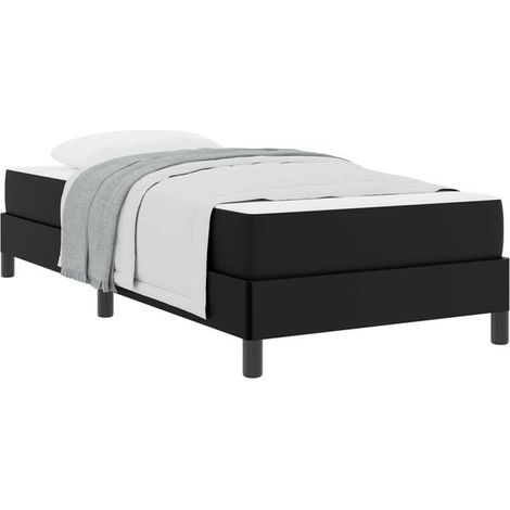 Cadre de lit en tissu noir (matelas inclus), dimensions 80 x 200 cm (1/5)