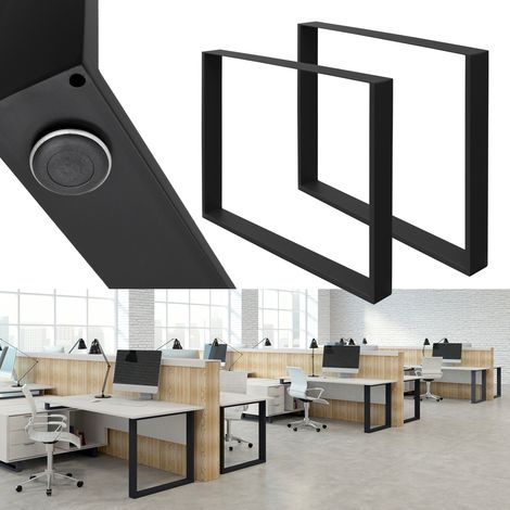 ECD Germany 2x Conjunto de Patas de Mesa Industriales Negro Pies de Escritorio Banqueta Modernos Estables 90 x 72 cm Marco Protección Soportes Perfiles de Acero Suelo para Cocina Oficina Comedor (1/5)
