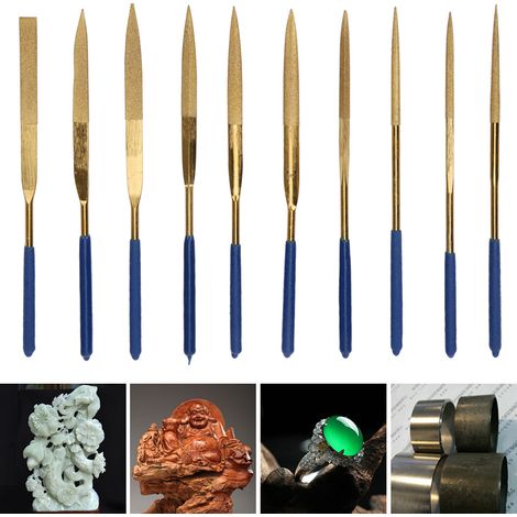 Ensemble de 10 mini-limes diamantées à revêtement titane (4 x 160 mm) pour l'acier, la céramique et le verre. (1/5)