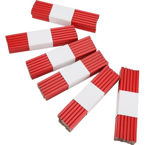Crayons de Charpentier Octogonaux en Bois, Lot de 72, Rouge Mine Non Circulaire, Résistent aux Chocs, Ne Roulent Pas, Écriture Surfaces Dures et Irrégulières (1/5)