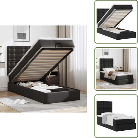 vidaXL Ottoman-Bett mit Matratze Schwarz 90x200 cm Kunstleder (1/5)