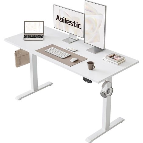 Höhenverstellbarer Schreibtisch 120x60cm Elektrisch Weiß Ergonomisch (1/5)