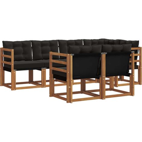 Outdoor Sofa Set with Cushion 7 pcs Natural and Black vidaXL (1/5)