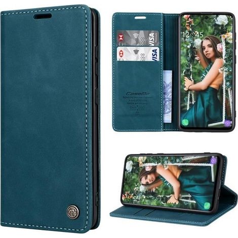 Young Rich Samsung Galaxy A71 Coque Housse Rétro Étui en cuir Protection à 360 degrés Fermeture magnétique Anti-chute Bleu