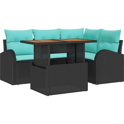 Garden Sofa Set with Storage 5 pcs Black Poly rattan vidaXL (1/5)