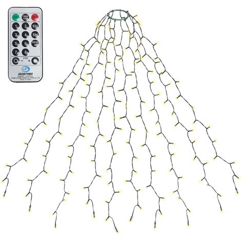 SALCAR Christbaumbeleuchtung mit Ring, LED Überwurf Lichterkette, Wasserdicht Weihnachtsbaum Lichterkette mit Fernbedienung Warmweiß,  1,5 m 10 Girlanden (1/5)