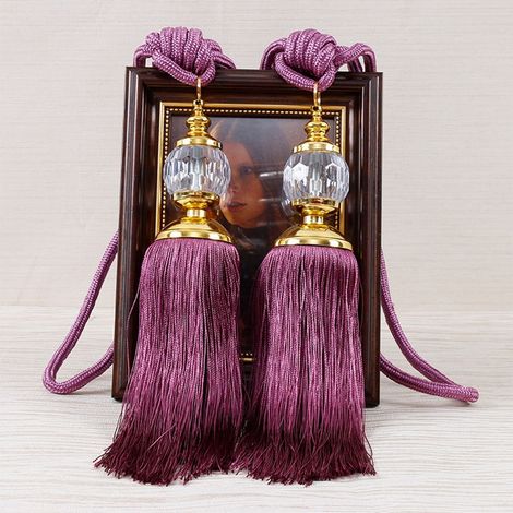 Attache Rideau - Pompon À Franges En Cordon - Polyester Et Plastique - Pour Chambre Salon Salle À Manger - Paquet De 2 Pièces (1/5)