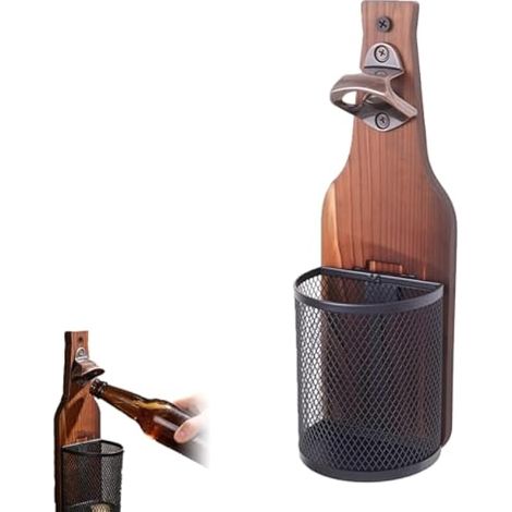 Panier de rangement pour capsules de bouteille, ouvre-bouteille de soda, accessoire de barre de montage mural, ouvre-bouteille en acier, support robuste, décapsuleur de bière, ouvre-bières pour (1/5)