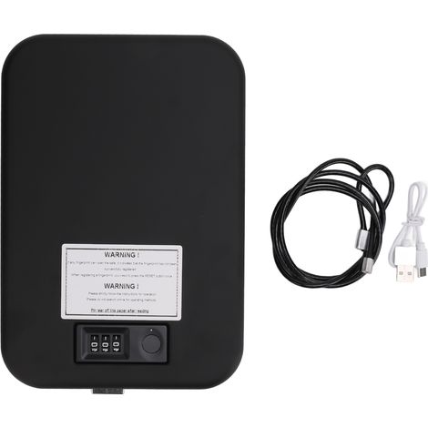 Coffre-fort portable en acier, à accès rapide, avec système de sécurité biométrique par empreinte digitale et code à combinaison, pour table, voyage ou voiture. (1/5)