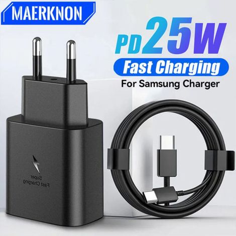 Chargeur USB Type-C - 25 W - Compatible Samsung Galaxy S23 S22 Plus S21 Ultra S20 A55 - Prise UE Et US - 1 Pièce (1/5)