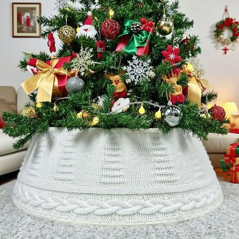 Jupe de sapin de Noël, housse de base de support de sapin de Noël pliable en tricot, adaptée aux arbres artificiels, tapis de sapin de Noël (1/5)