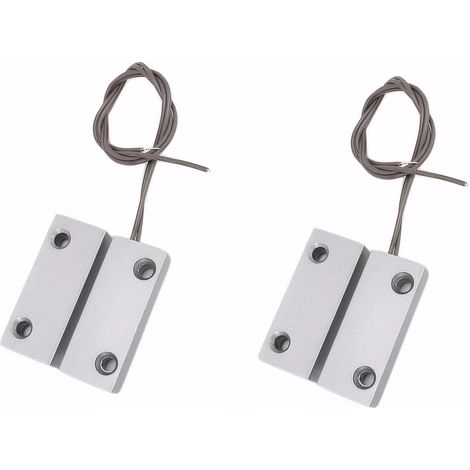 Lot de 2 détecteurs filaires en métal pour porte et fenêtre - Contact magnétique - Contact sec avec 3 fils - Montage en surface - Contact magnétique pour garage, porte (1/5)