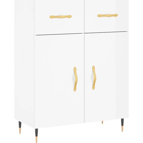 Credenza buffet cassettiera mobile contenitore organizer cucina soggiorno lucido 69,5 x 34 x 90 cm derivati del legno bianco 020030739