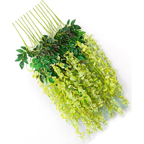 Décoration florale artificielle en soie, 6 feuilles de glycine, fausse vigne d'intérieur verte. (1/5)