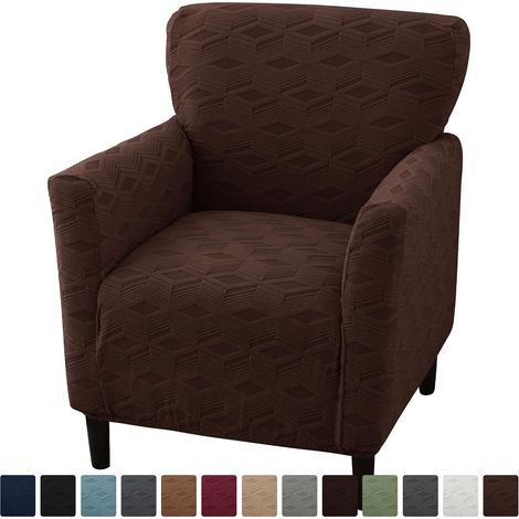 Housse de chaise de banquet extensible, avec accoudoirs Marron Foncé (1/5)
