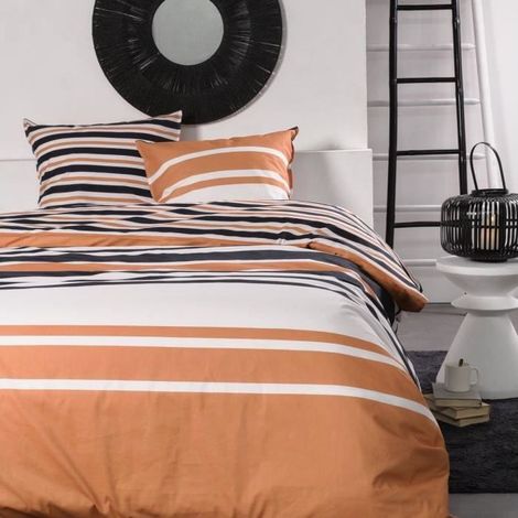 Today Parure de lit 240x200 cm orange noir blanc coton