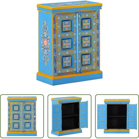 vidaXL Buffet décoratif -  Buffet Bois massif de manguier Peinture manuelle turquoise (1/5)