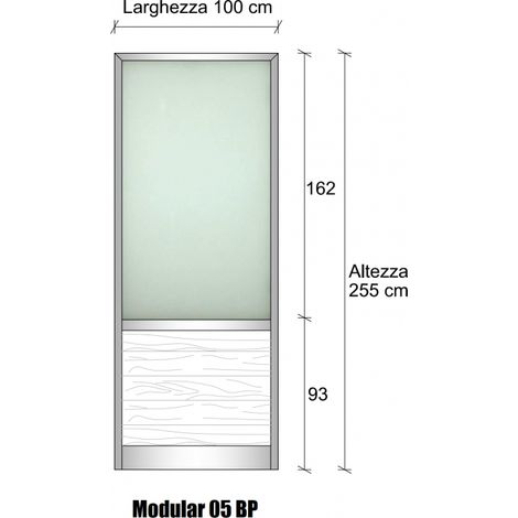 Modulo Continuativo Parete Divisoria in Alluminio e Vetro Satinato e Perline 1 Traversa Bassa - H2550xL1000 mm - Colore Bianco Puro RAL 9010 ITALFROM (1/3)