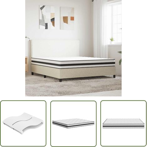 The Living Store Matelas à ressorts bonnell moyen 180x200 cm - Matelas - Matelas À Ressorts - Matelas Bonnell - Matelas Double - Literie (1/5)