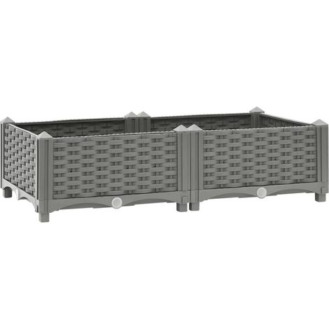 Macetero elevado bandeja plantas flores terraza jardín 80 x 40 x 23 cm gris polipropileno 020039235 (1/5)