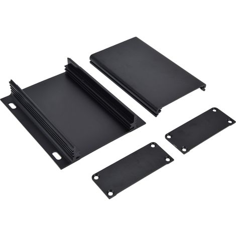 Boîtier électronique en alliage d'aluminium 6063-T5, coffret divisible 25x84x100mm noir mat, avec plaques et vis, pour ampli et DIY (1/5)