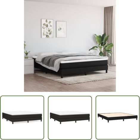 The Living Store Cadre de lit sans matelas noir 180x200 cm tissu - Cadre De Lit - Lit Double - Lit Noir - Literie - Meuble Chambre (1/5)