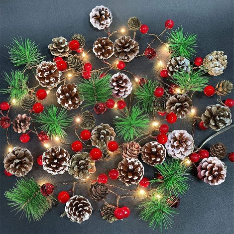 Guirlande lumineuse de Noël à piles, 2,1m 20 LED, pré-éclairée pour cheminée, décoration festive (1/5)