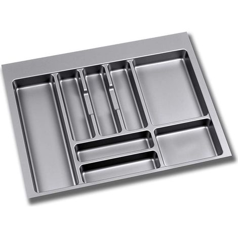 1 - Range Couverts Ajustable - Organiseur De Tiroir - Pour Modules 70cm - Plastique Gris - 63,6x48,2cm (1/5)