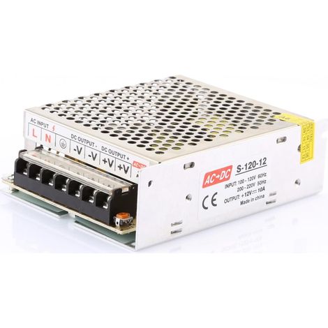 12V 10A Convertisseur AC 110/220V to DC Commutation Alimentation 120W pour CCTV,Radio,Projet Informatique, LED Light Strings (1/5)