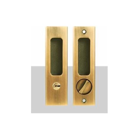 Poignée de porte de poche avec clé coulissante serrure de porte clé encastré poignée de porte 160mm(brass) (1/5)